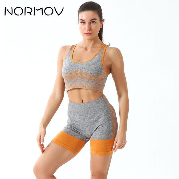 

yoga outfit normov women seamless set gradients push up sports fitness clothing high waist elastic workout gym clothes