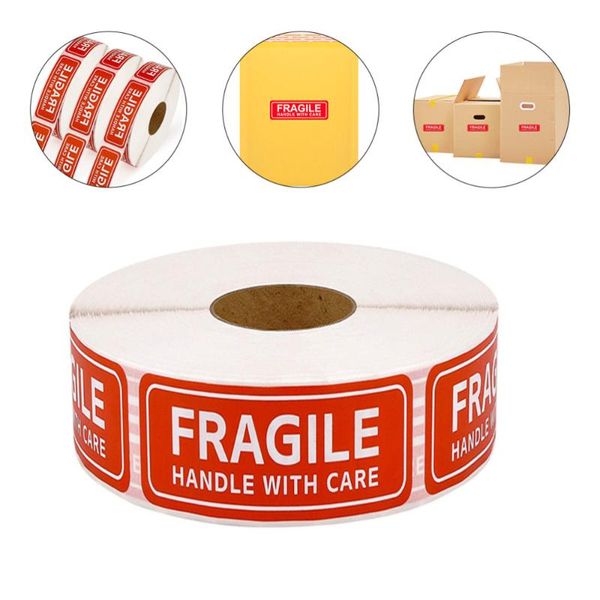 

gift wrap 500pcs handle with care fragile red warning packing label stickers