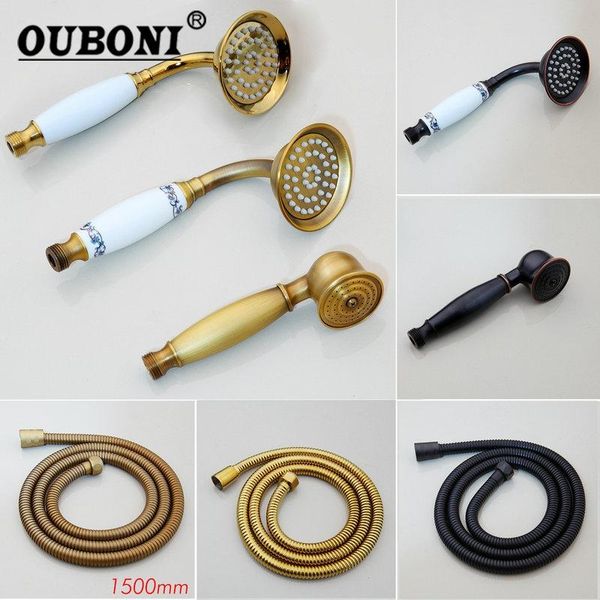 

bathroom shower heads ouboni solid brass water pipes accessories hand held head antique finish round handheld