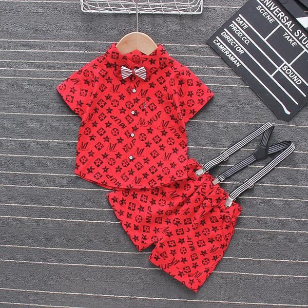 

toddler boy summer clothes fashion short sleeved shirts overalls two piece infant clothing outfits kids bebes suits, White