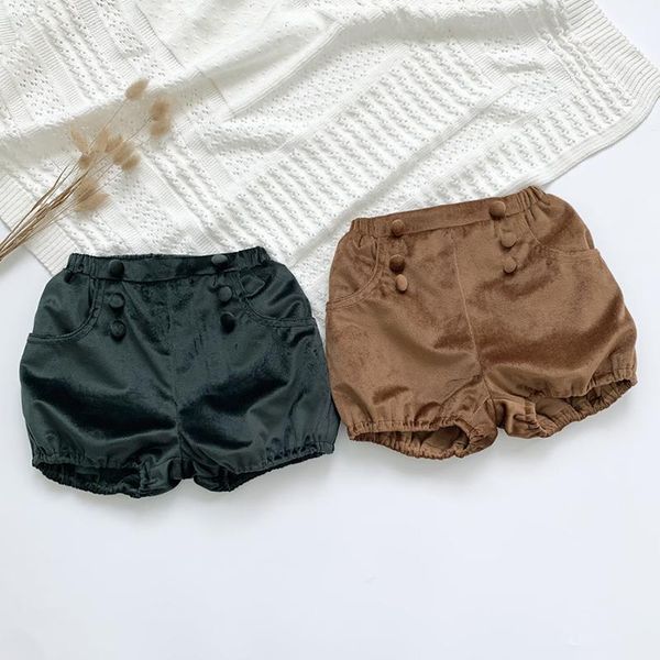 

shorts autumn winter kids baby girls corduroy pure colour short pants children's clothing casual children, Black