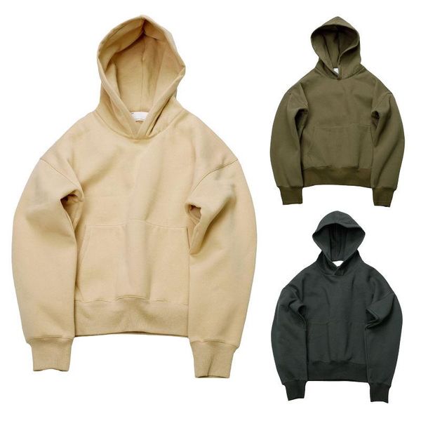 

thick fleece causal hoodie basic sweatshirt custom mens oversize dropped shoulder kangaroo plain men's hoodies & sweatshirts, Black