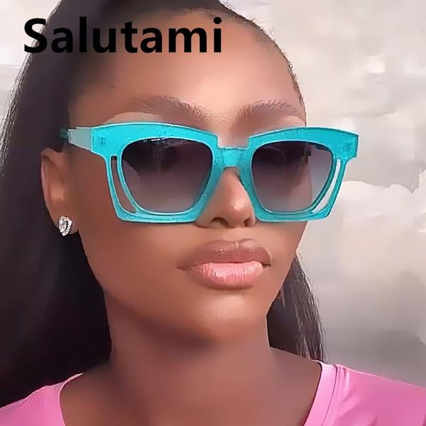 

sunglasses unique hollow out square sun glasses for women 2021 green colorful female gradient shades ins, White;black