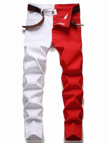 

men two tone jeans without belted j3nl#, Blue