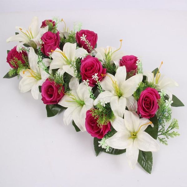 

decorative flowers & wreaths artificial rose lily wedding decoration row of road lead archway flower gate t stage layout welcome area backgr