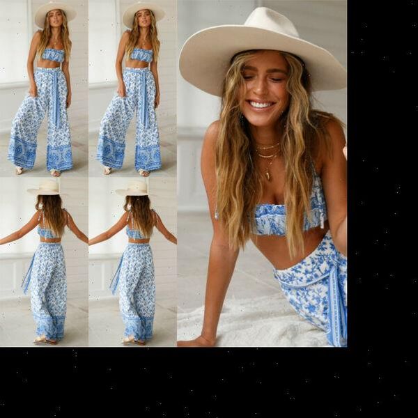 

fashion two piece casual womens tracksuits crop long pants floral print causal beach holiday set outfits, Gray