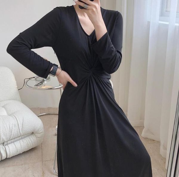 

casual dresses woman elegant modal fibre long dress, Black;gray