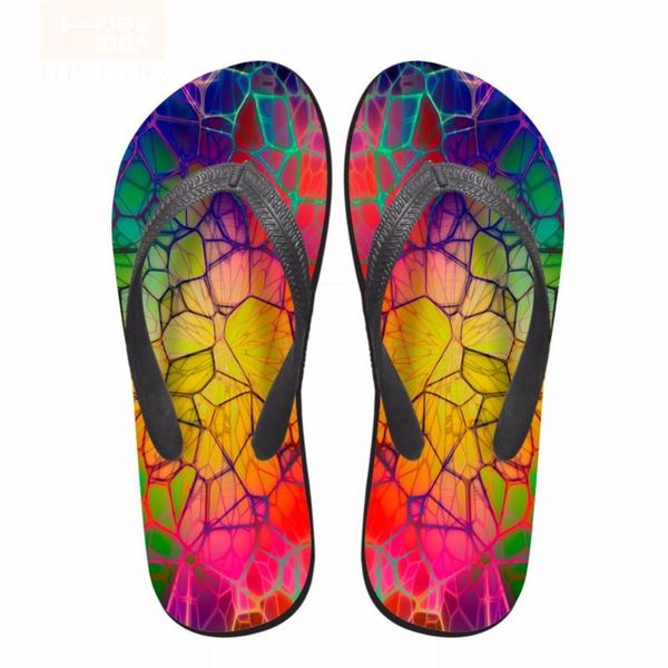 

slippers noisydesigns girl 3d colorful print women flip flops sandals summer indoor outdoor slide shoes women's beach footwear, Black