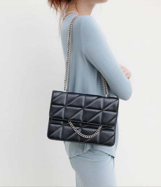 

2021 soft leather shoulder underarm messenger bag fashion wild atmosphere rhombus chain handbag female bags trend