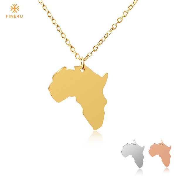 Fine4U N127 Karte von Afrika Halsketten Anhänger für Frauen 316L Edelstahl Afrikanische Karten Halskette Äthiopisch Schmuck Großhandel Q0709