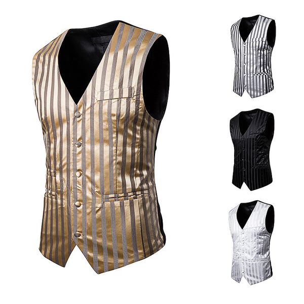 

fashion vest 2021 men's suit single breasted striped matching, Black;white