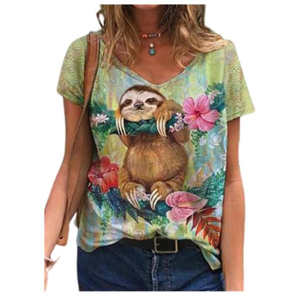 

women's t-shirt 3d floral printed t shirt women short sleeve v-neck loose oversized casual 3xl plus size streetwear ladiess tee summer, White