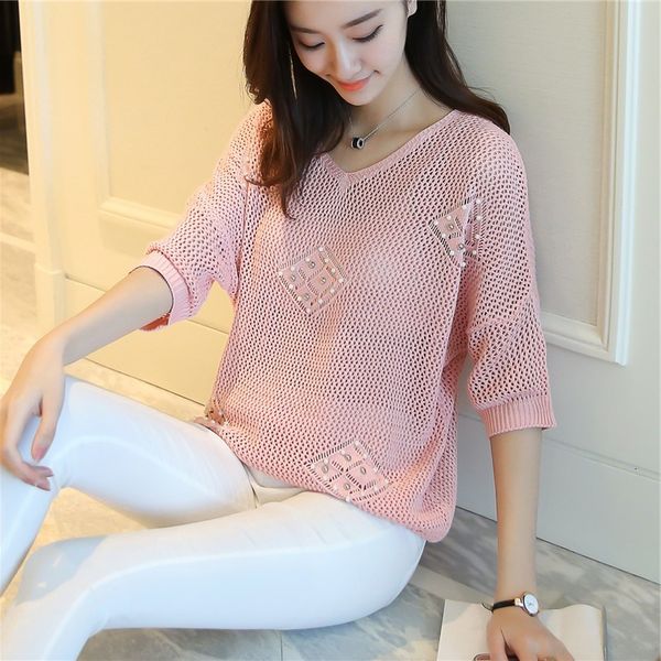 

women's sweaters summer female mesh pull knitted femme tricot fashion sweater loose yellow jumper arrival urwl, White;black
