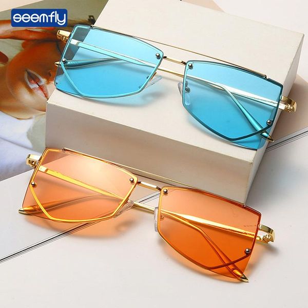 

sunglasses seemfly 2021 vintage square brand designer sun glasses metal frame sunshades men women driving spectacles unisex, White;black