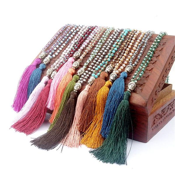 

pendant necklaces 2021 women ethnic boho bohemia 72cm buddha long tassel necklace glass beads gifts jewelry, Silver