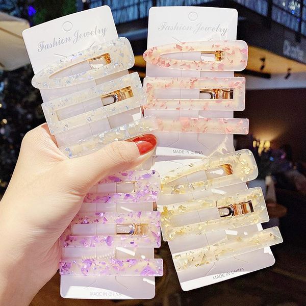 

set acrylic hair clips for women 2021 fashion square geometric acceesssories girls jewelry barrettes hairgrips accessories