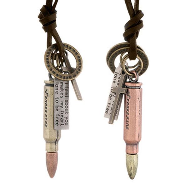 

pendant necklaces european and american retro pull adjustment personality cowhide simple trend alloy men's necklace jewelry, Silver