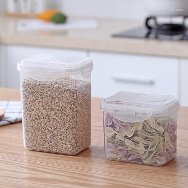 

storage bottles & jars rectangular refrigerator crisper flap sealed jar containers (1l white)