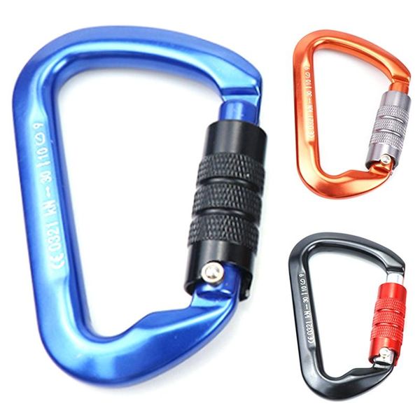 

rock climbing carabiner d-shaped safety hook 7075 aviation aluminum for hiking travel mountaineer storage bags