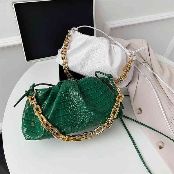 

2020 day clutch thick gold chains dumpling clip purse bag women cloud underarm shoulder pleated pouch totes hand and purs