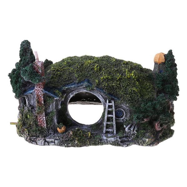 

big hobbit house fishtank decorations hideing hole aquarium rockery landscaping castle lovely home