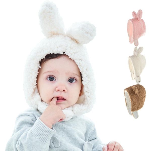 

caps & hats baby ear protection bear solid plush toddler kids boys girls adjustable hat 1-3y, Yellow