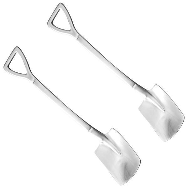 

spoons 2pcs shovel funny small durable simple stainless steel for home (silver)