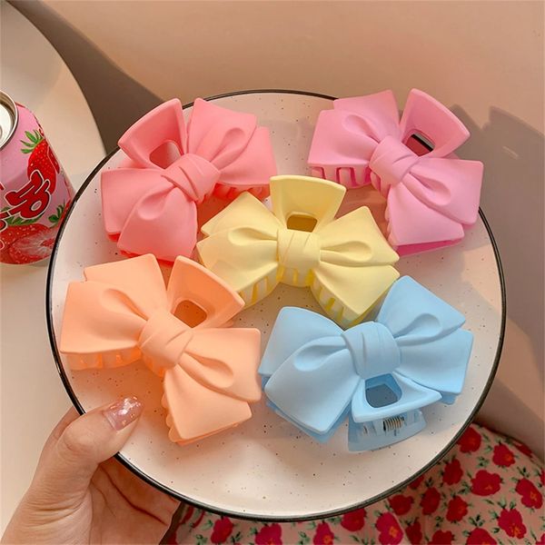 

2021 korean fresh simple cute candy color bow claw hiar clip fashion beautiful girl children barrettes hair accessorie, Golden;silver
