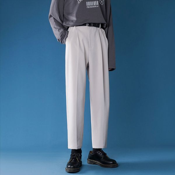 

men's pants slim fit casual business design cotton formal high-quality trousers social 4 color suit big size s-3xl xokh, Black