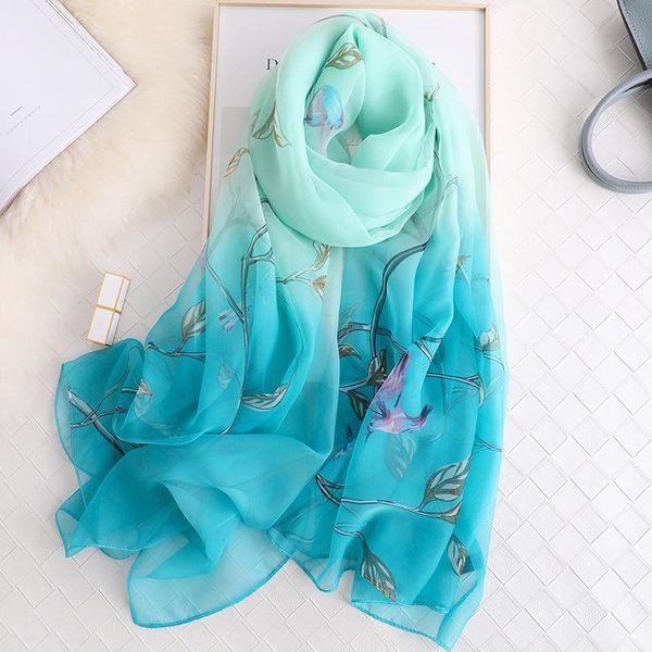 

scarves 2021 women cicada wing chiffon scarf butterfly bird trees print shawl office lady soft wraps female elegant echarpe 180x140cm, Blue;gray