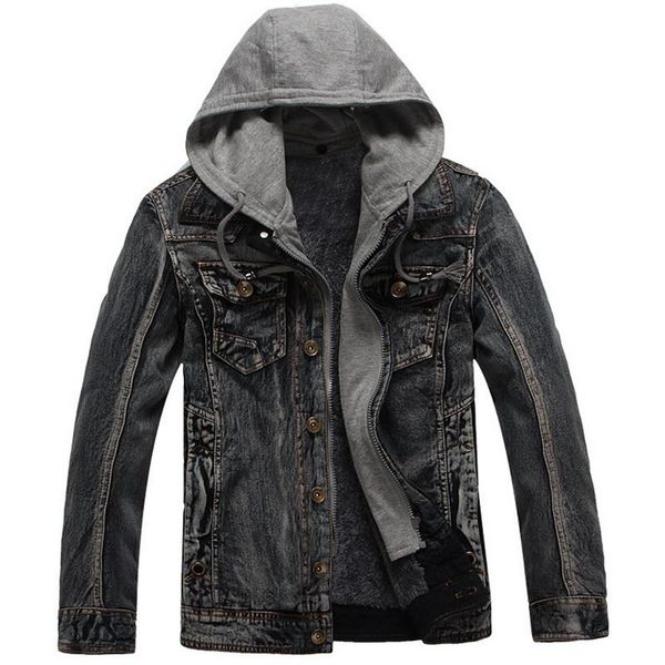 

men's jackets hoodies coat chaqueta hombre autumn winter men denim jacket for fleece streetwear turn-down collar clothes veste homme, Black;brown