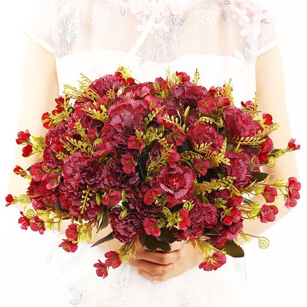 

heads/bunch artificial peony tea rose camellia silk fake flower carnation for home wedding decoration decorative flowers & wreaths