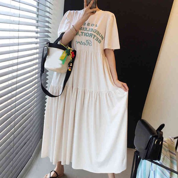 

[ewq] women black letter pleated dress new round neck long sleeve loose fit fashion casual tide spring summer 16f0785 210423, Black;gray