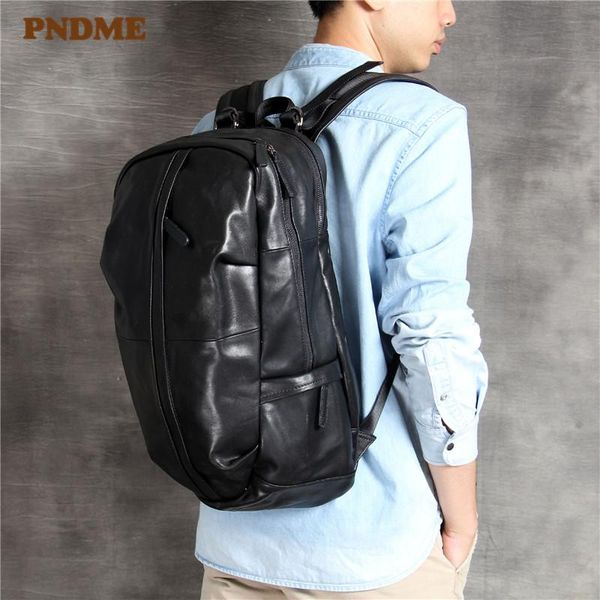

backpack fashion genuine leather large capacity men's black casual travel climbing cowhide women's
