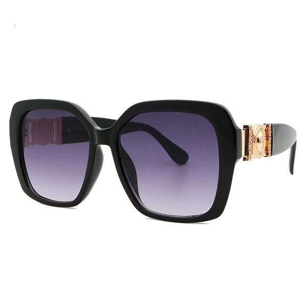 

sun glasses 2021retro large frame transparent glasses women luxury brand personality metal human head decoration men shades, White;black