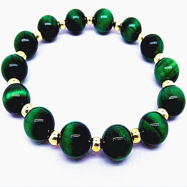 

2020 luxury style 5a simple 14k rare green gold tiger eye stone bracelet, Black
