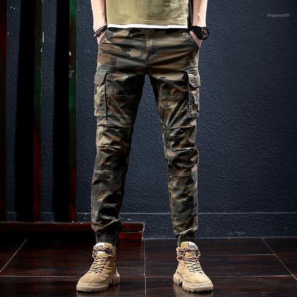 

men's jeans autumn street fashion designer men big pocket casual cargo pants overalls military camouflage hip hop joggers trousers, Blue
