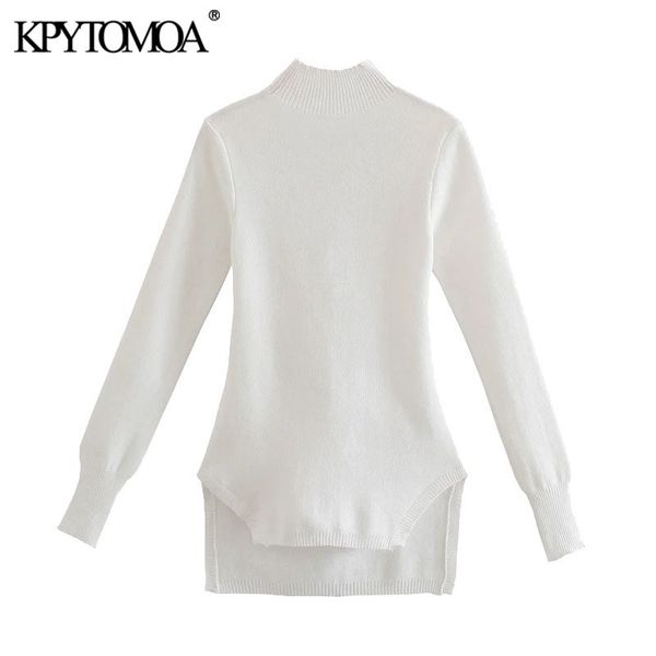 

women fashion backless tied straps asymmetry knitted sweater vintage long sleeve female pullovers chic 210416, White;black