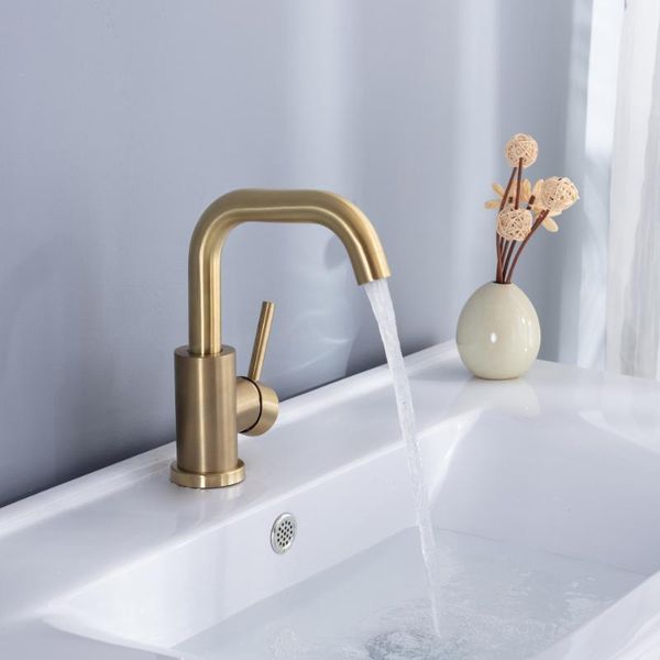 

bathroom faucet brushed gold basin cold and sink mixer tap single handle deck mounted water faucets