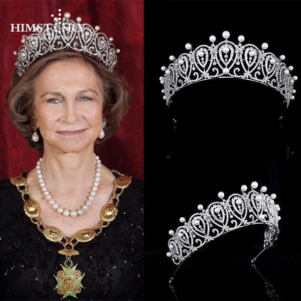 

hair clips & barrettes himstory european spanish royal crown cubic zircon tiaras headband headdress wedding bridal head accessories jewelrie, Golden;silver