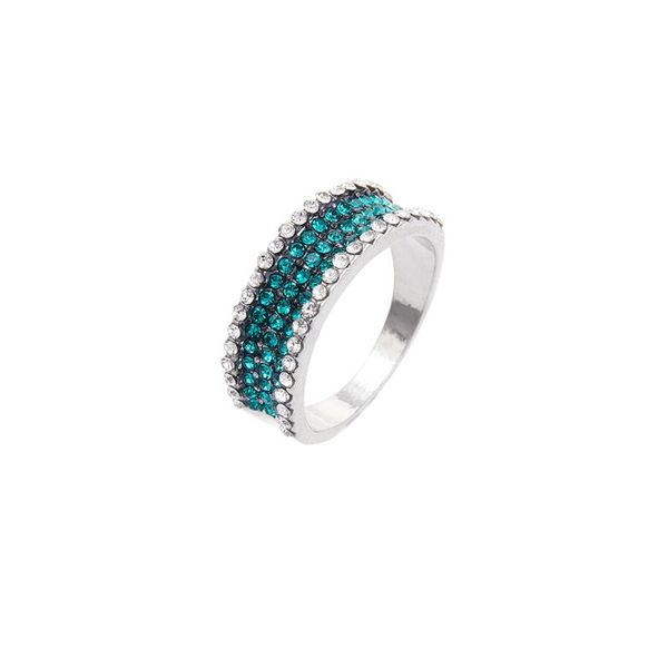 

fashion round green zircon ring women's graceful romantic party accessories charm jewelry gifts wholesale wedding rings, Slivery;golden