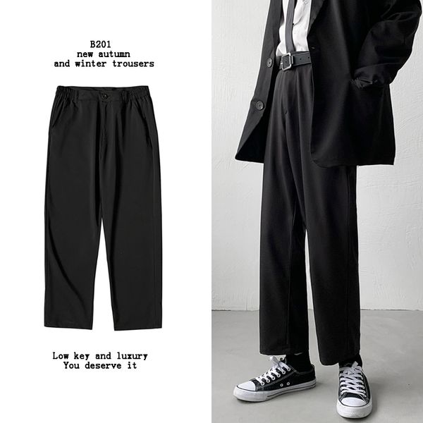 

men's pants summer thin casual fashion business society s dress korean loose straight black suit wide leg wq4r