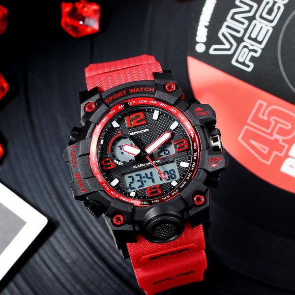 

wristwatches men's electronic led display sports 50m waterproof luminous multifunction shockproof week calendar 24 hour clock watch 842, Slivery;brown