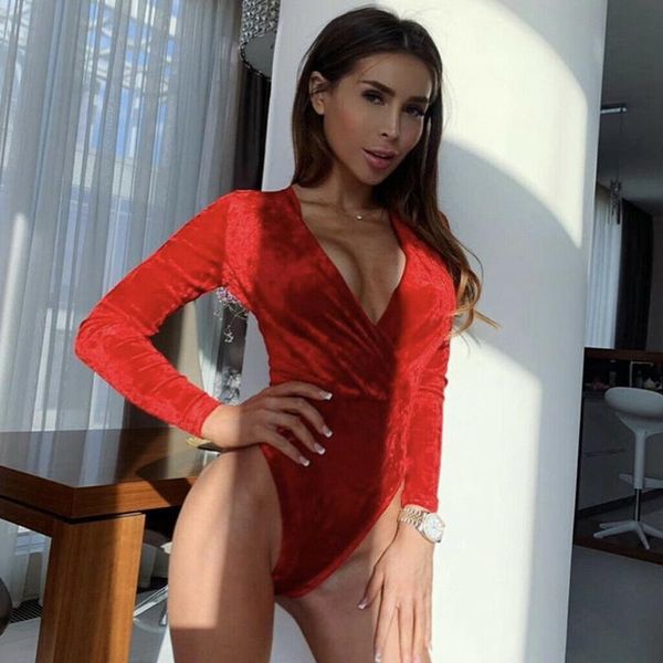 

women's jumpsuits & rompers 2021 fashion trend women long sleeve deep v neck jumpsuit bodycon bodysuit cubwear autumn pre-fall casual p, Black;white