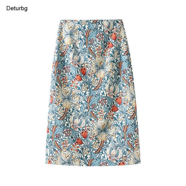 

skirts women's elegant floral print tube skirt female high waist back zipper splits straight midi faldas 2021 summer sk784, Black