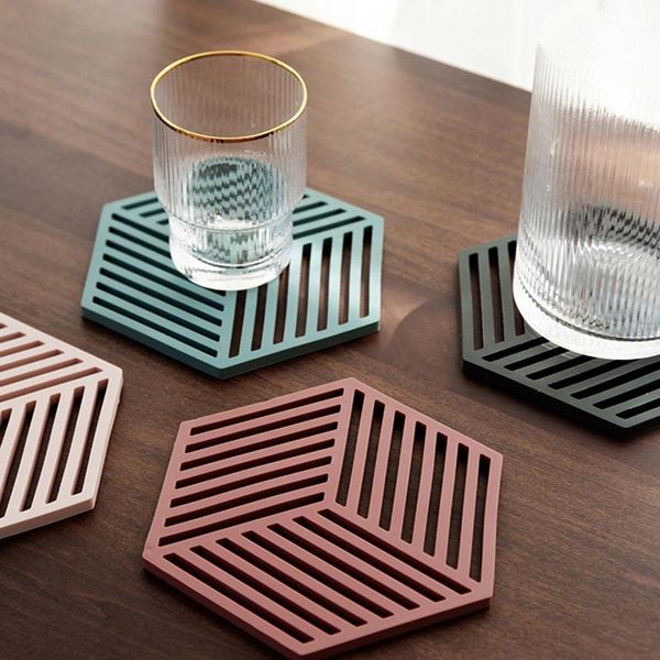 

mats & pads 1pc silicone tableware insulation mat cup hexagon pad heat-insulated bowl placemat home decor desktop