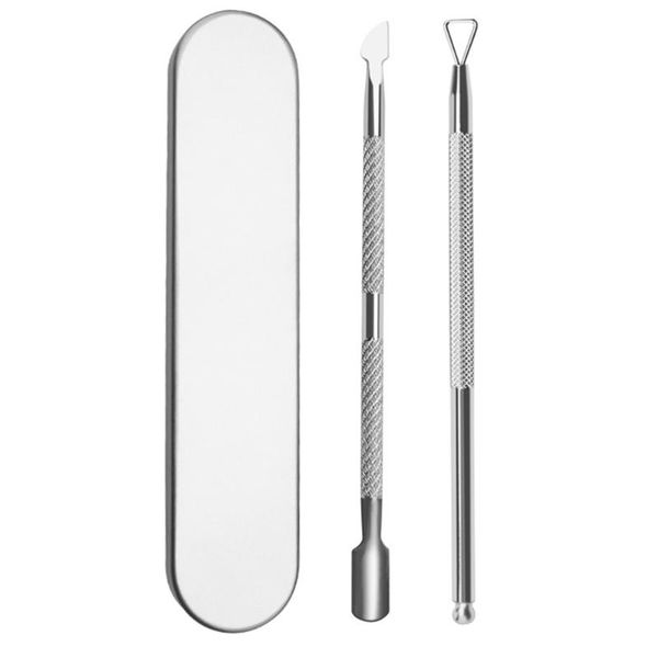 

set stainless steel manicure cuticle tools nail cleaner remover art kits