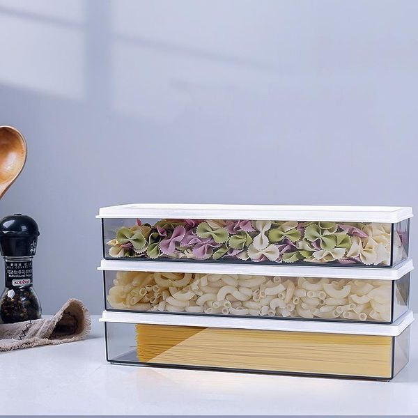 

storage bottles & jars 1pc rectangular kitchen transparent refrigerator fresh food box noodles pasta egg organizer