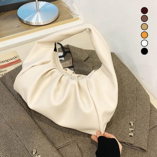 

evening bags leather shoulder bag wrinkled ladies clutches luxury dumpling simple design handbag for female large capacity underarm pack