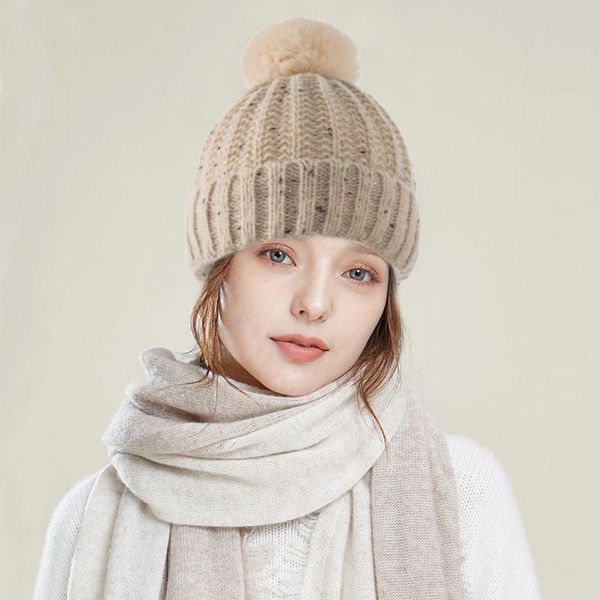 

beanie/skull caps 2022 fashion women winter knitted beanies hats thick warm pom hat female knit ski beanie outdoor riding, Blue;gray